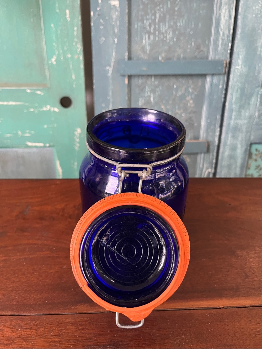 Vintage cobalt blue glass storage jar. Crownford China Co. product - Picture 7 of 8